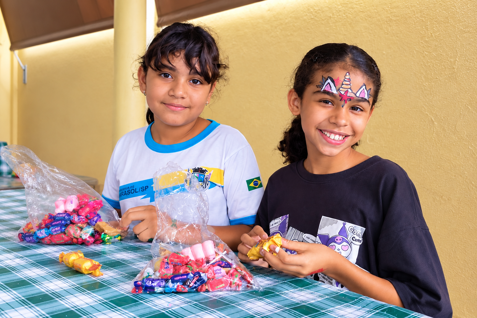 Meninas e Doces em Festa Escolar